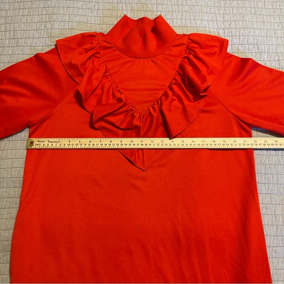 Who What Wear Long Sleeve Sheath Fiery Red Ruffle Dress Large - Picture 10 of 13